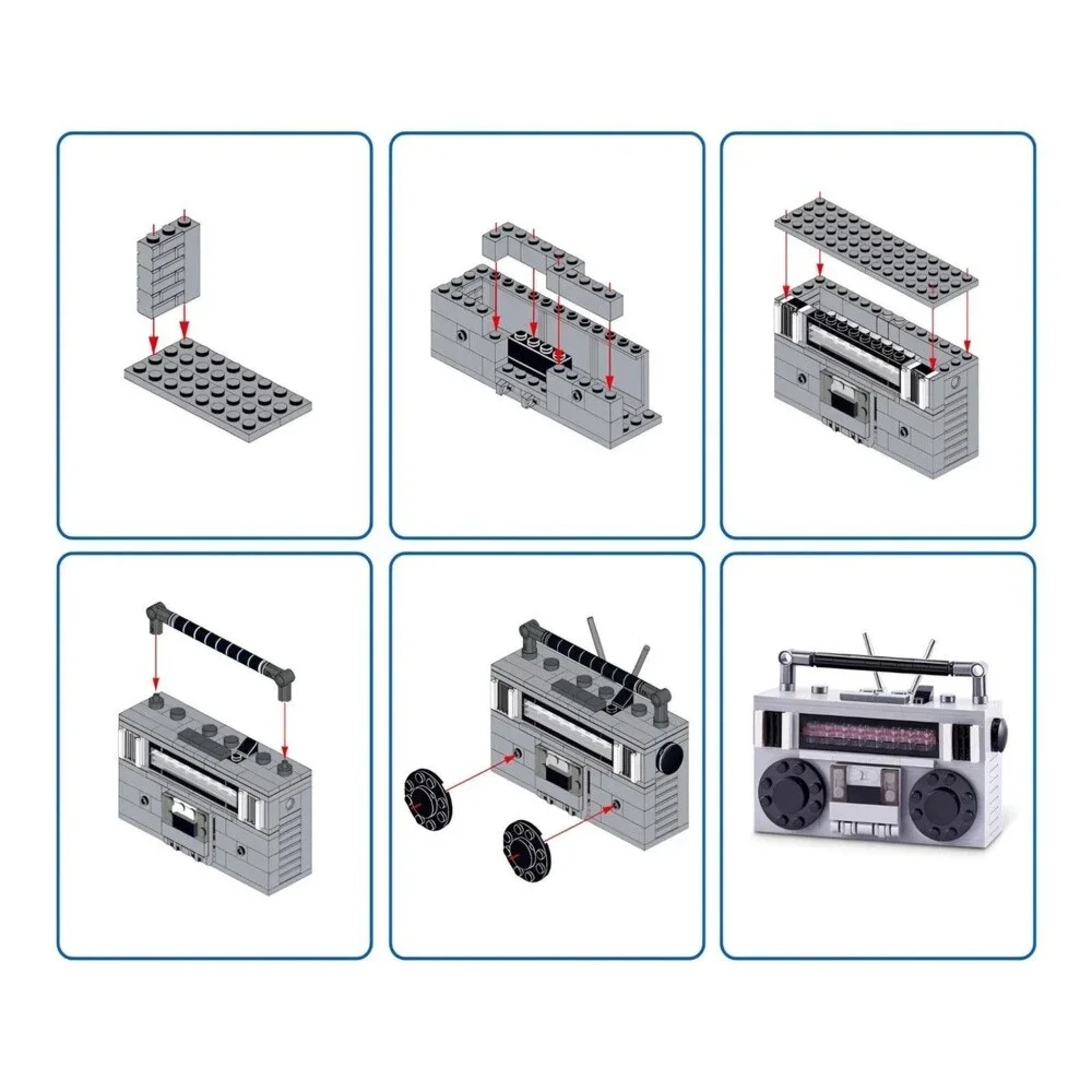 Zuru Max Premium Retro Building Bricks Boombox Radio Cassette Player 157pc NEW